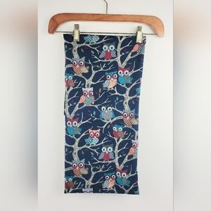 Women's Blue Infinity Scarf Owl Theme Pattern